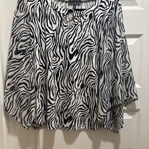 Sara Michelle Zebra Print Blouse in Black and White